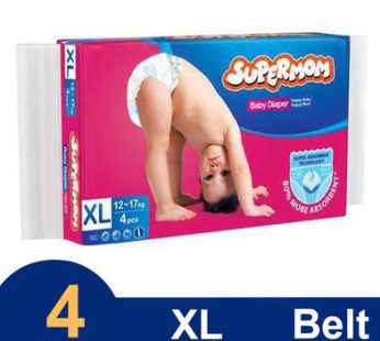 Supermom Belt System Baby Diaper (XL Size)-(12-17kg)-(4Pcs)